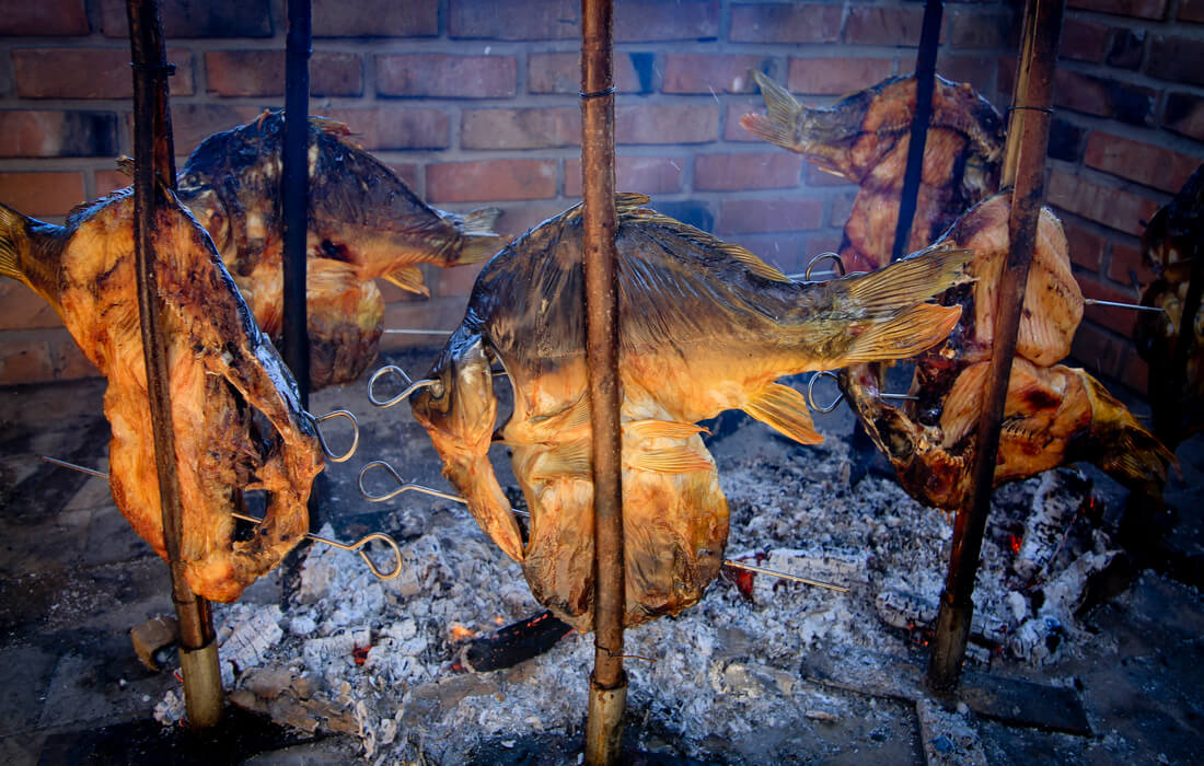 Fish grilled in the traditional way, Slavonia & Baranja